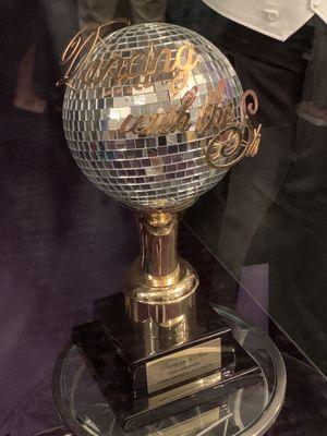 Donny's display case of memorabilia. He won Dancing with the stars with his partner Kym Johnson