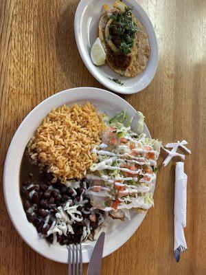 Taquitos dinner with beef taco