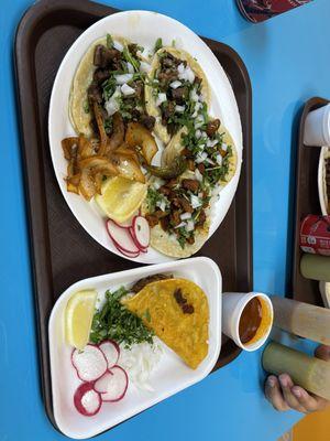 Tacos de asada, adobada and a Quesibirria