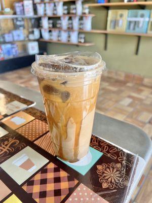 Salted Caramel Macchiato with Coffee ice cubes