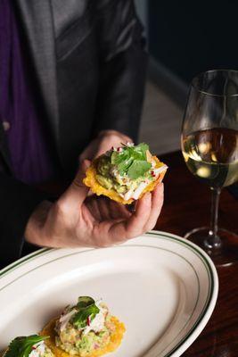 Cangrejo - avocado and crab salad, tostones, cilantro