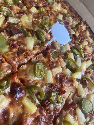 Bacon, pineapple, and jalapeño. So good.