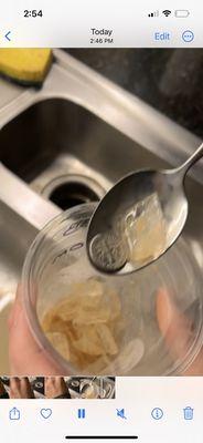 Screenshot of my boyfriend pouring out the contents of his coffee and finding the dime.