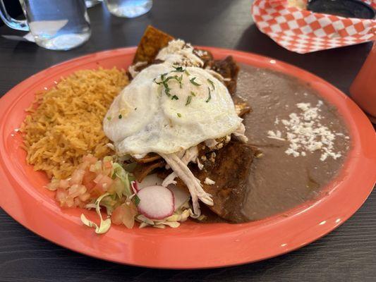 Chilaquiles with mole