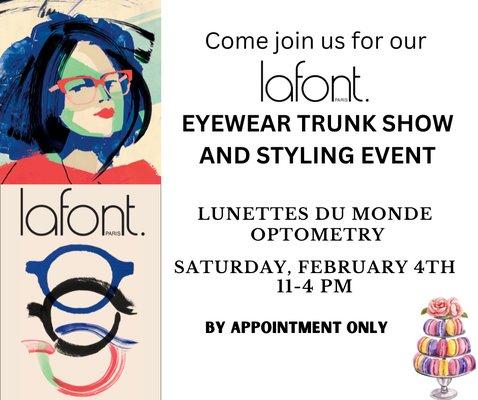 Lafont Eyewear Trunk Show - book an appointment to meet with a frame stylist at 510-559-8181.