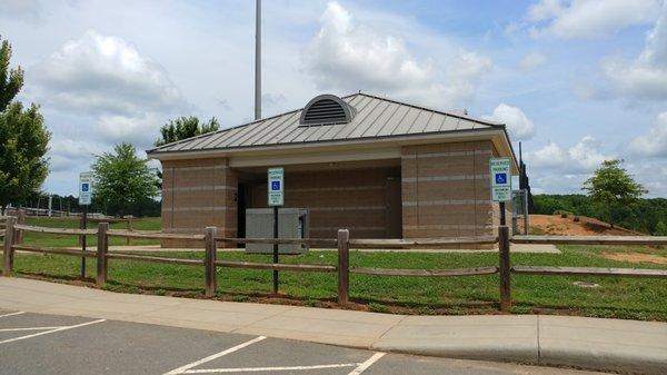 One of the bathroom buildings at Elon Park in Charlotte