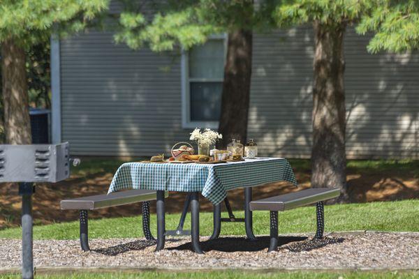 Onsite picnic area with grills