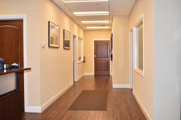 LED lighting in an office hallway