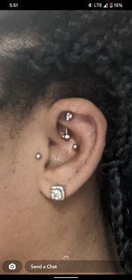 Rook piercing. Got a larger piece of jewelry for my long nails