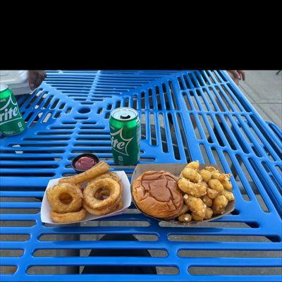 Western Burger w/ Curds and rings