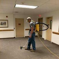 Our manager Jake out cleaning too, he loves the backpack vacuum!