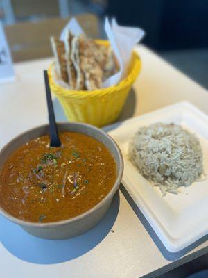 Chicken Tikka Masala with an order of Plain Naan