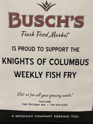 2020 Lenten Friday Fish Fry Supporting business