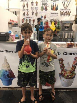 The boys enjoying their treats