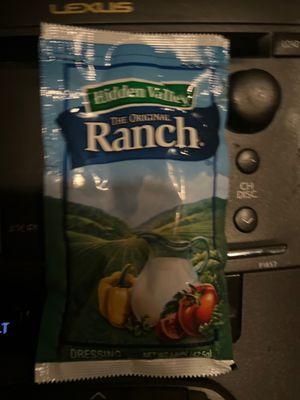 Ranch dressing packet. Price not included with your meal.