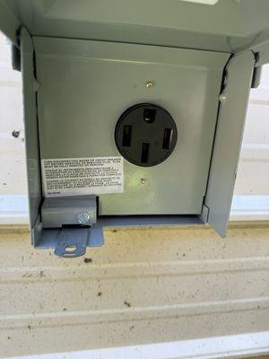 Installed 50 amp breaker along with 50 amp RV receptacle