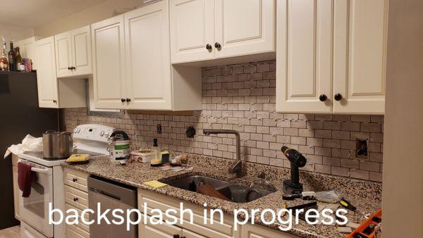 Backsplash tile installation