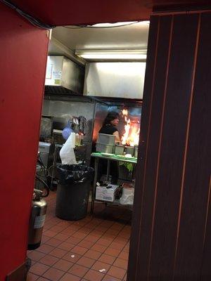 The chef at work in his kitchen.