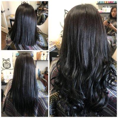 Beautiful Dark Brown Tape Extensions with Loose Curls