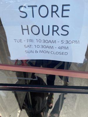 Update on store hours