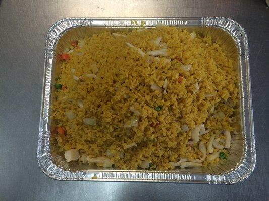 Chicken Fried Rice Party Tray. 1/2 Size Foil Steam Table Pan