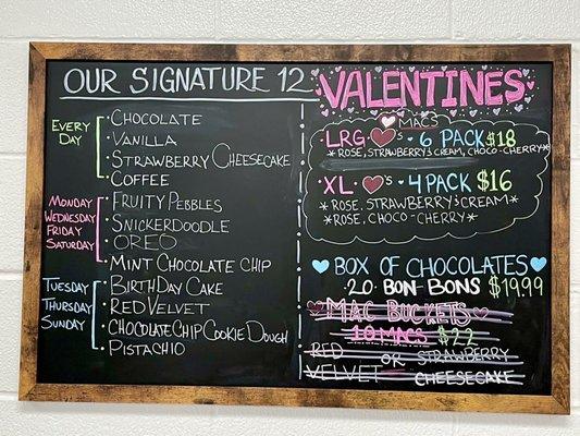 Their Valentines menu and their weekly flavors