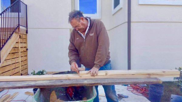 This customer's back porch is elevated, so we built a cedar planter to block the view of the neighbors. landscape123.com