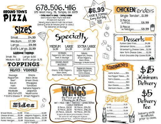 Updated menu as of 10/18/24
 All prices are subject to change