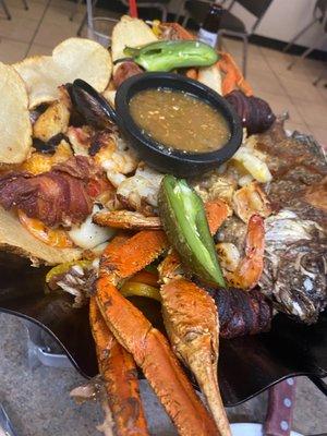 Carne Asada and seafood platter