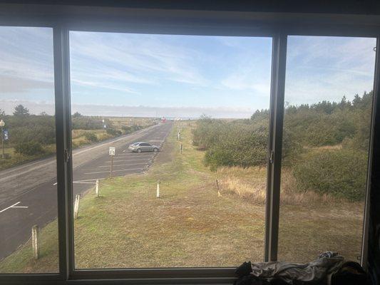 Picture window facing beach