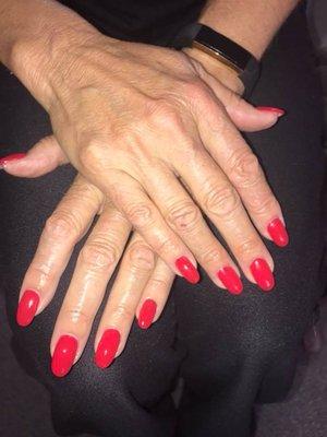 Polygel enhancements with gelpolish