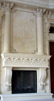 Treviso fireplace with above mantle and Surround La Scala