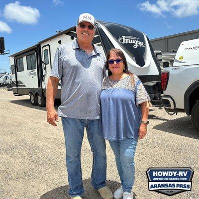 Excited for more happy campers!  Congrats Mr. & Mrs. Peña on the preloved 2019 Grand Design Imagine 2970RL! Welcome to the Howdy RV fam