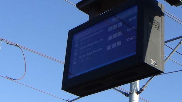 The many electronic time boards that will give you the times when the next trolleys will arrive .