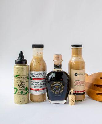 Wide selection of sauces, dressings, and oils.