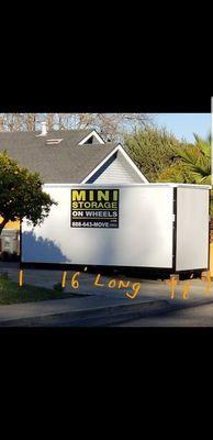 8' wide by 16' long storage container. $160. Per month rental.