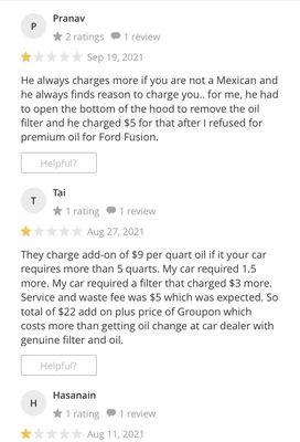 The customers are honest on Groupon reviews. Such a bad experience here.