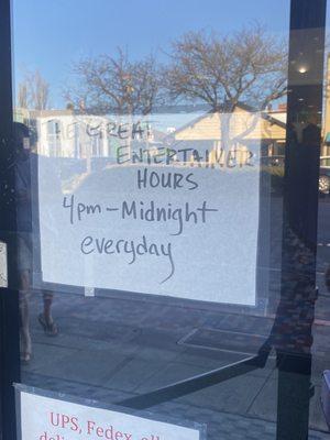 New opening hours