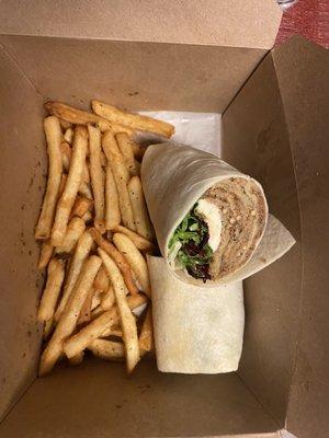 Peralta Wrap. Eggplant, Mozz, mixed greens and balsamic