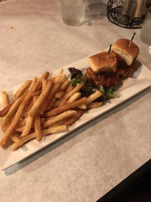 Kids menu: Meatball sliders w/ fries