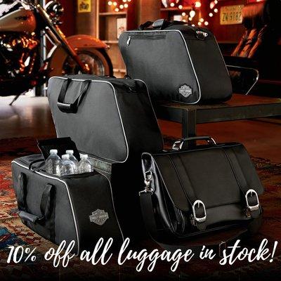 10% off all luggage in stock! Only valid December 23rd.