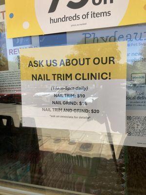 New nail trim and grinding services