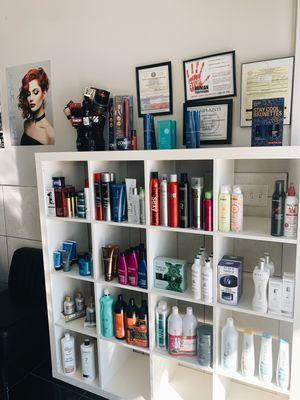 Products in the front of the salon