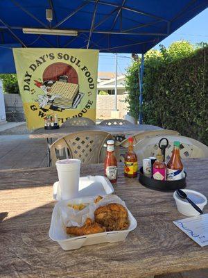 Fried chicken lunch in the patio