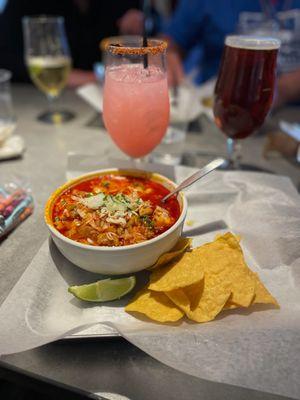 Posole and Diana the Huntress cocktail