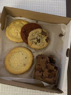 Box of cookies and brownie