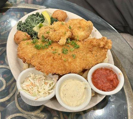 Fried fish and shrimp platter