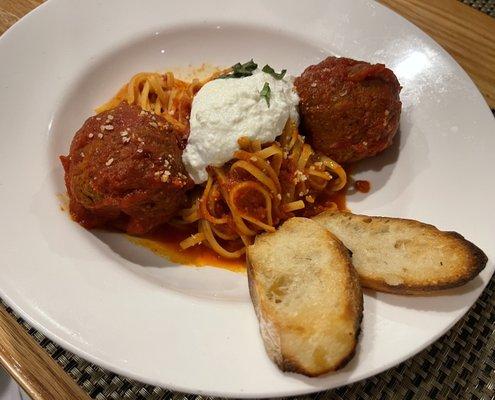 Linguine & Ricotta Meatballs. Very good