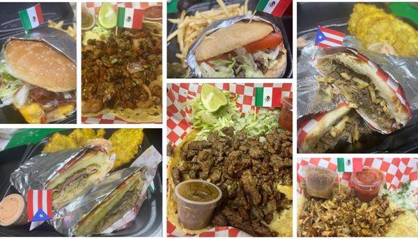 Tacos, tortas, hamburguesas, tripletas, sandwich cubano