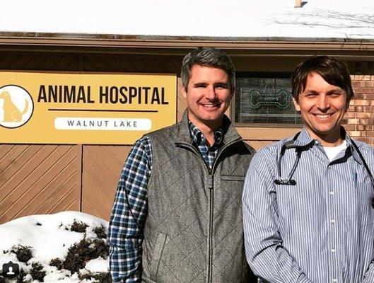 Dr. Andrew Rollo (right) is the primary vet at Walnut Lake Animal Hospital.  He performs dog and cat cardiology with echocardiograms daily.